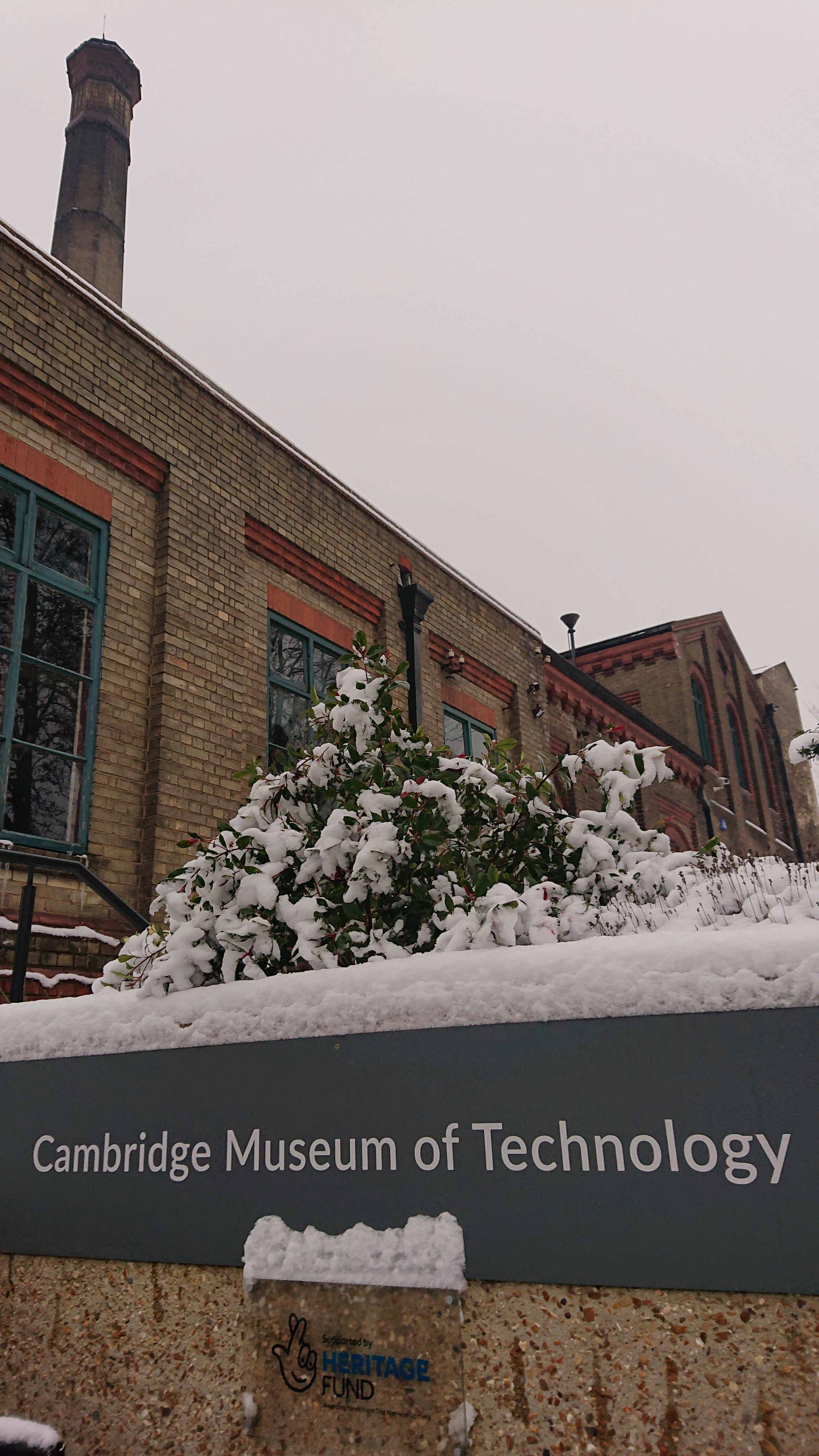 Cambridge Museum of Technology entrance in snow 12 Dec 2022.jpg
