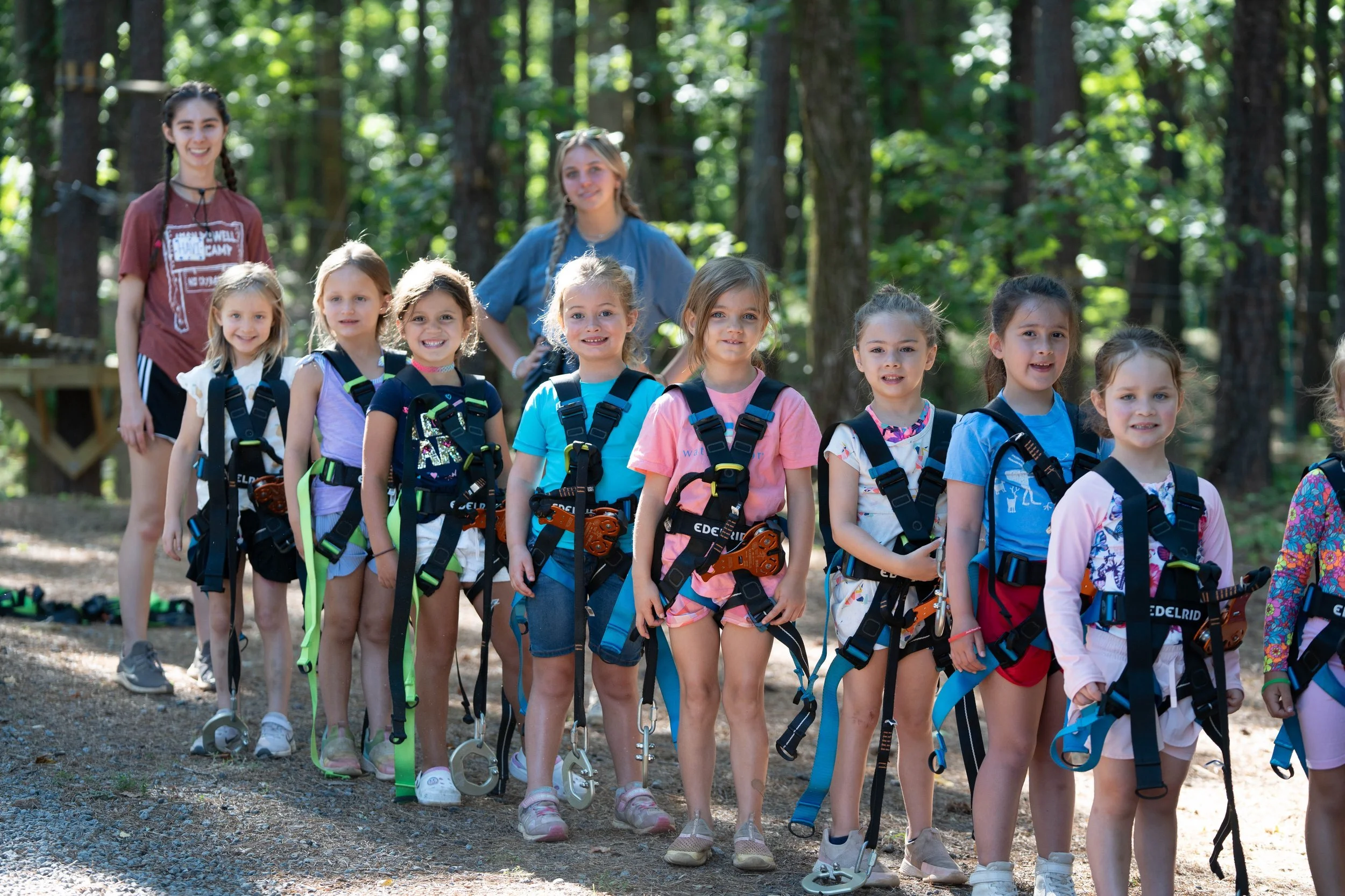 Group of campers ready to rope walk in georgia