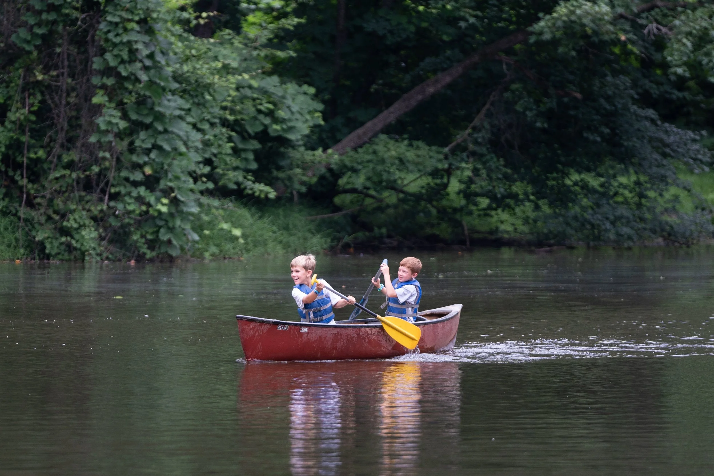 Kids Canoeing at Josh Powell Camp