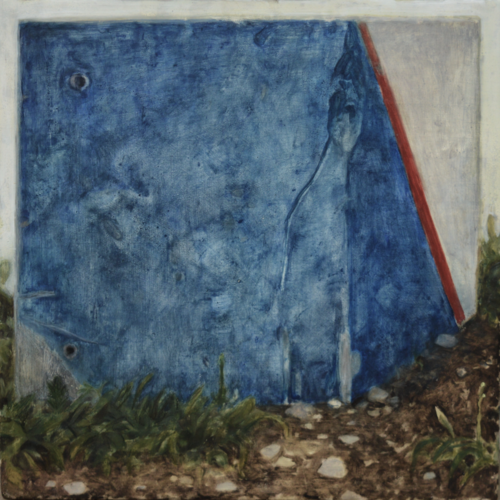 Blue checkpoin t, 2017  Nathanaëlle Herbelin  40 x 40 cm, Huile sur bois.