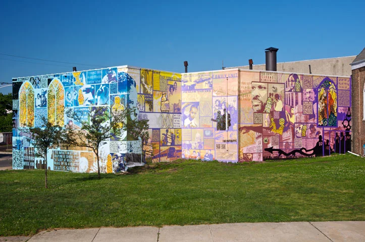  For a year and a half, I have been working in conjunction with my Graterford Prison class, various ex-offender organizations, and families of the incarcerated throughout the city. Our collaborative workshops, and my subsequent mural explores the imp