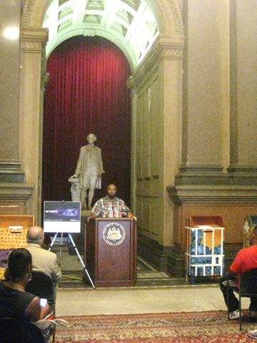  In July of 2011, the mailbox portion of the the project was officially kicked off during a press event in City Hall. Salaam, a member of the guild, once incarcerated in Graterford spoke to those in attendance about this experiences. Salaam assisted 