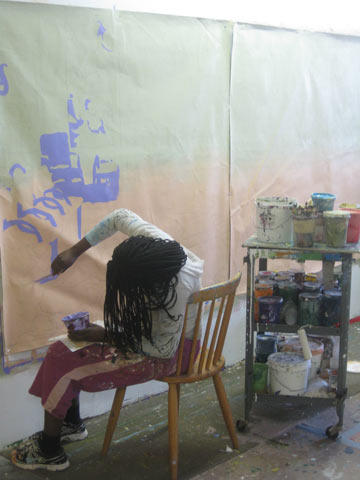  Briana, a former student, became a lead artist on this project.&nbsp; 