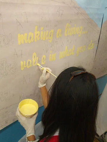 People were able to take ownership in their particular sections; painting in the same spot to completion for hours on end. 