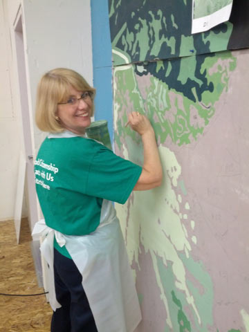 The project was underwritten by Citizen's Bank who had a paint day of their very own. Deborah was involved with the project from the beginning discussions, she had input into the design, and now she's volunteered during several paint days. 