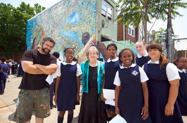 Posing with councilwoman Babette Josephs