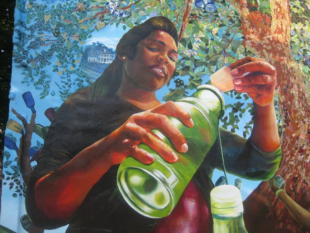 A bottle tree is an artificial tree made of glass bottles, usually of colored glass. Primarily found in the Southern United States, bottles were placed on tree branches and were used to “capture spirits”.