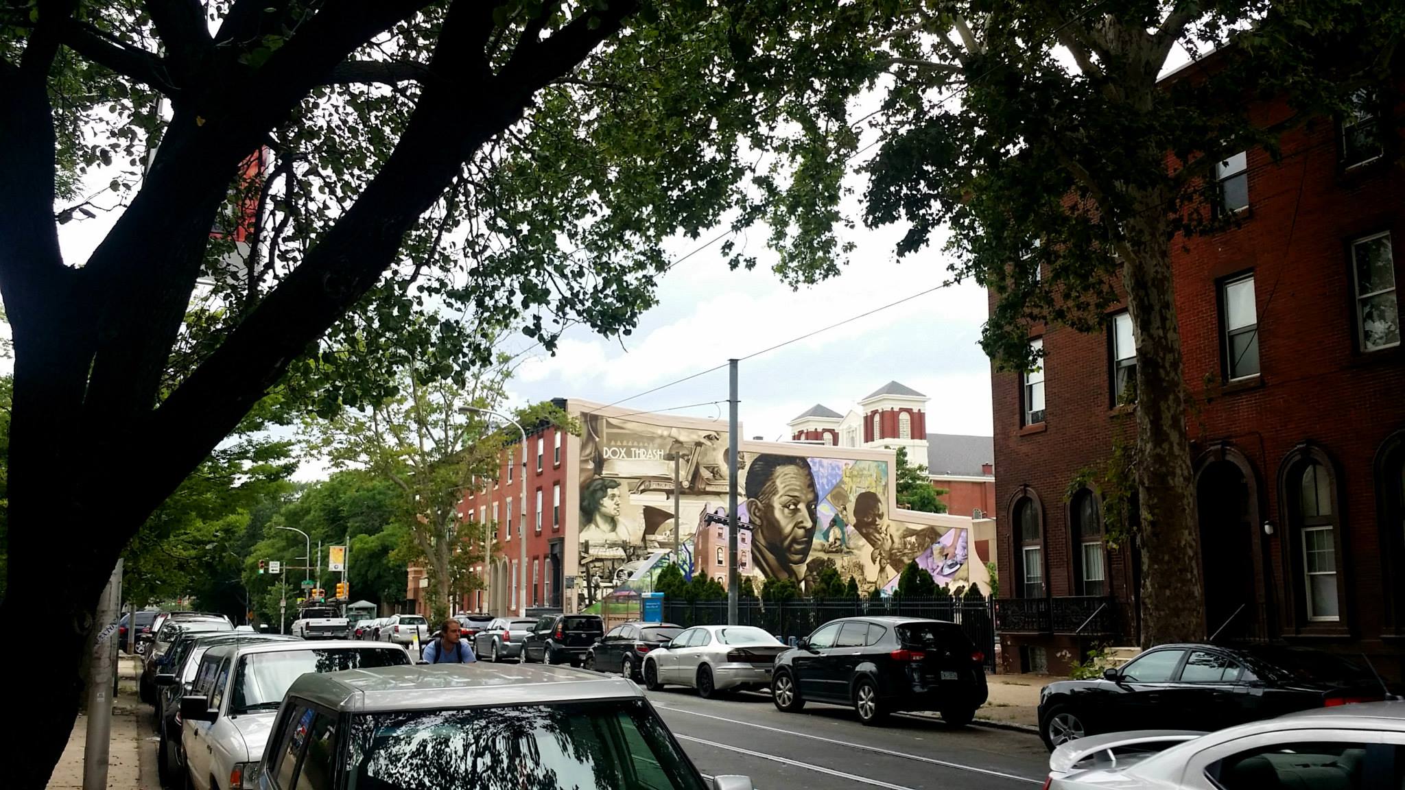 The mural is located at 1631 Girard Avenue, a block away from the old Pyramid Club, of which Dox played a major role. Click here for an article about the history and the people surrounding the Pyramid Club. 