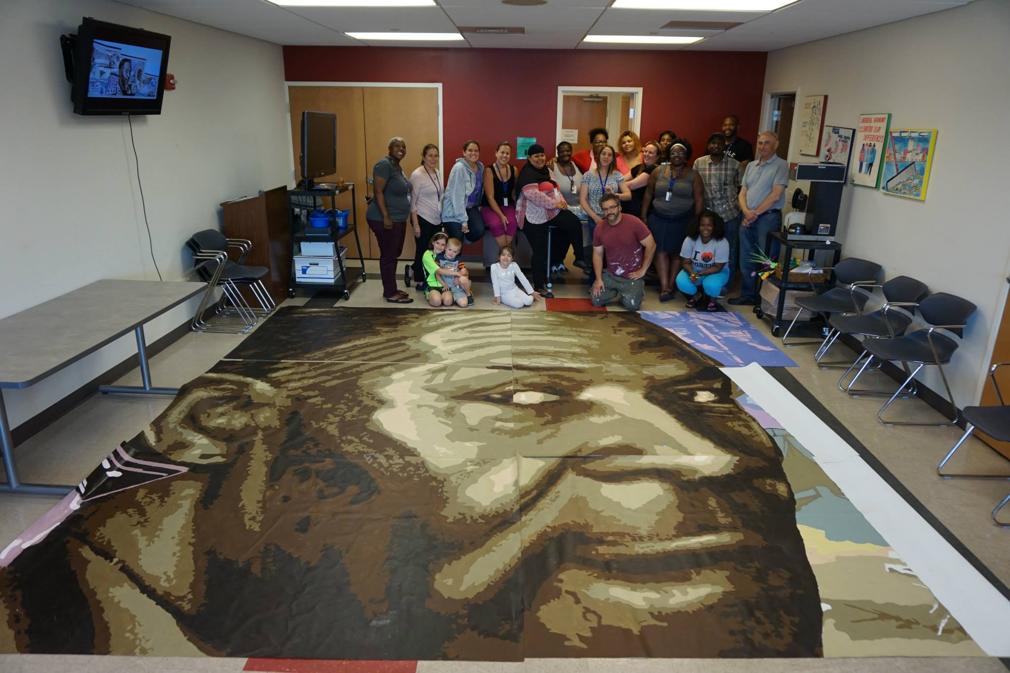 It took everyone 4 and a half hours to finish the portrait. People even elected to stay late, and see this through. 