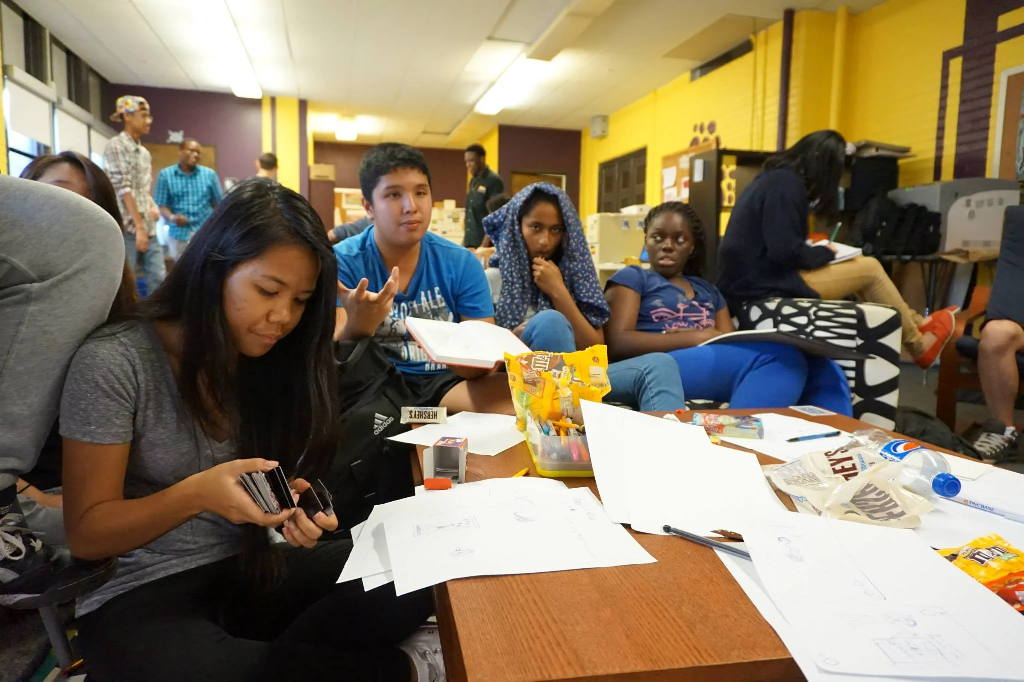 I worked closely, throughout the year with students at a South Philadelphia High School, our weekly discussions and brainstorming helped inform the design. They were part of SEAMAAC's Student leadership Council. We also created a side project designing a custom deck of playing cards which delved further into the issue of of problem gambling through the internet, and sports betting. 
