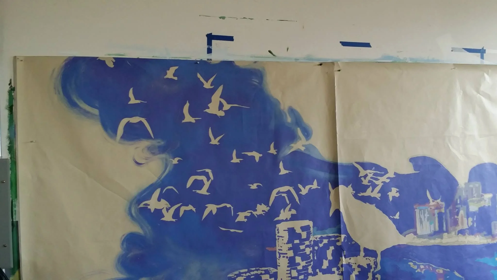 Atlantic City detail. The seagulls flying away and the smoke motif symbolize the fleetingness of winnings. 