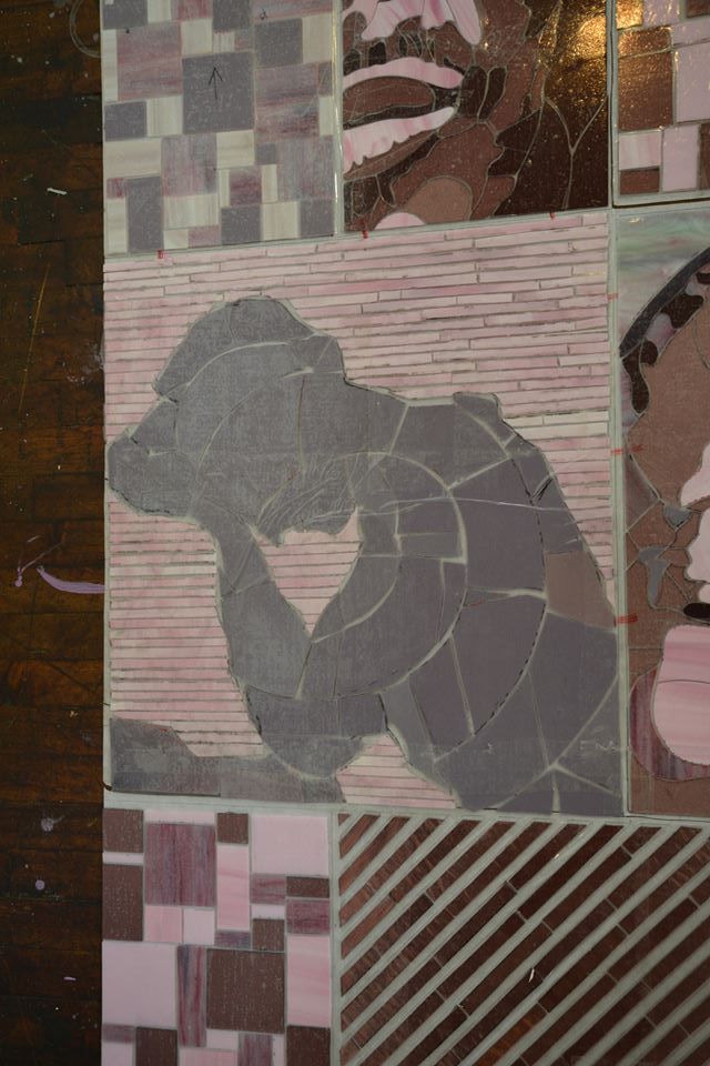 Salaam, my assistant, worked on this part of the window. His 1st permanent glass piece