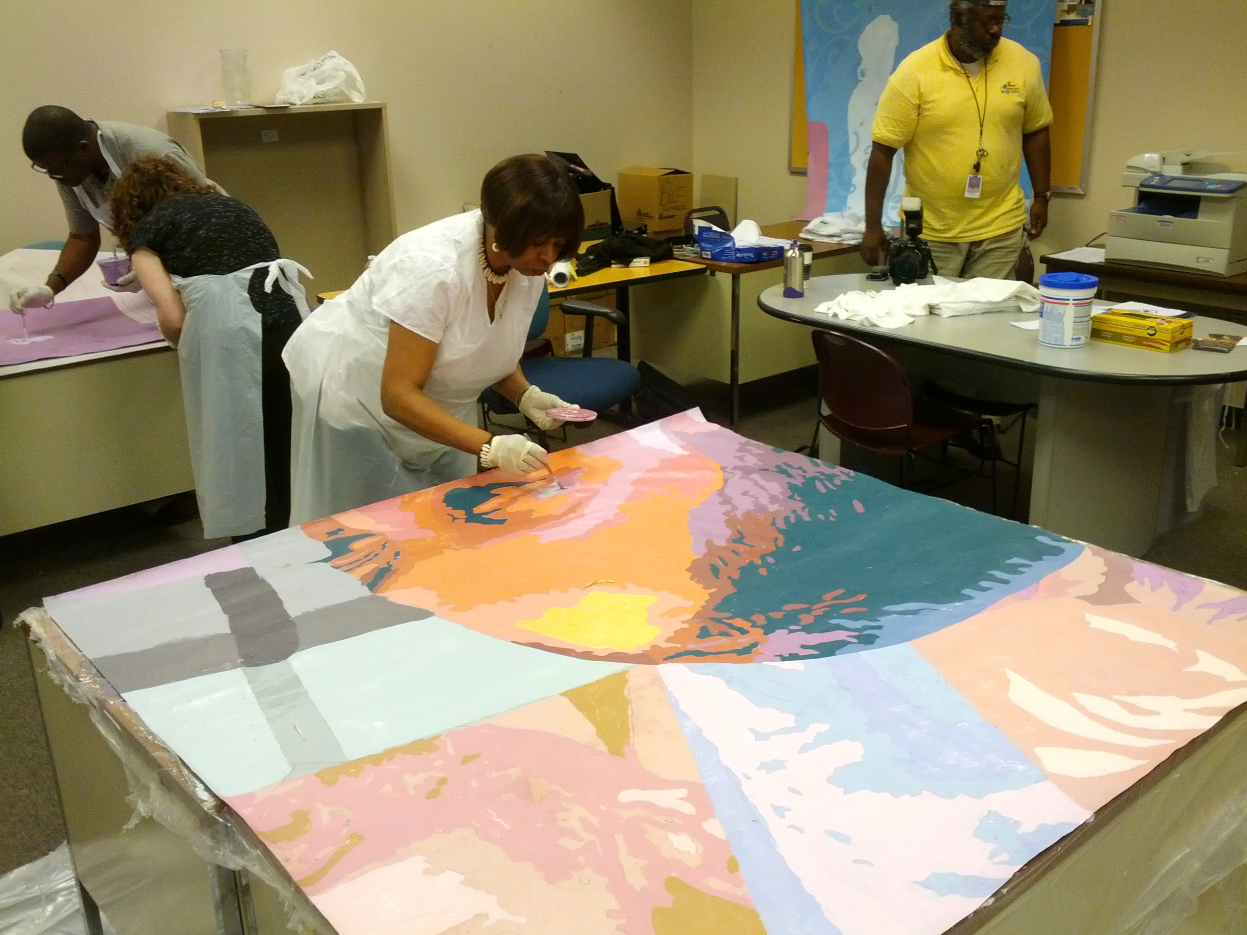 The models for the main figures were also in attendance, and were able to help paint their portraits. 