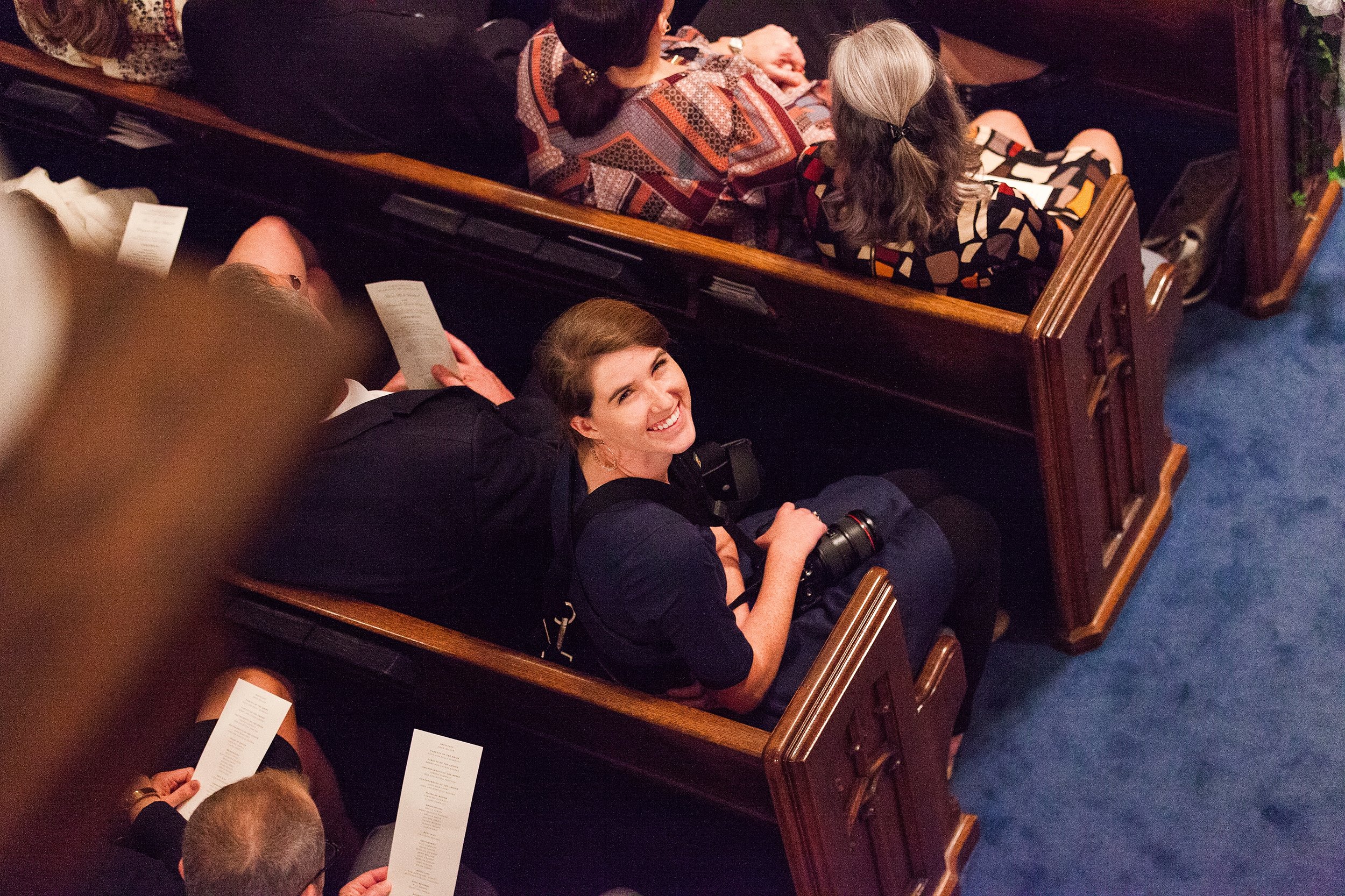 Getting ready for Anna Marie to walk down the isle to Ben. Chase took this from his spot in the balcony!