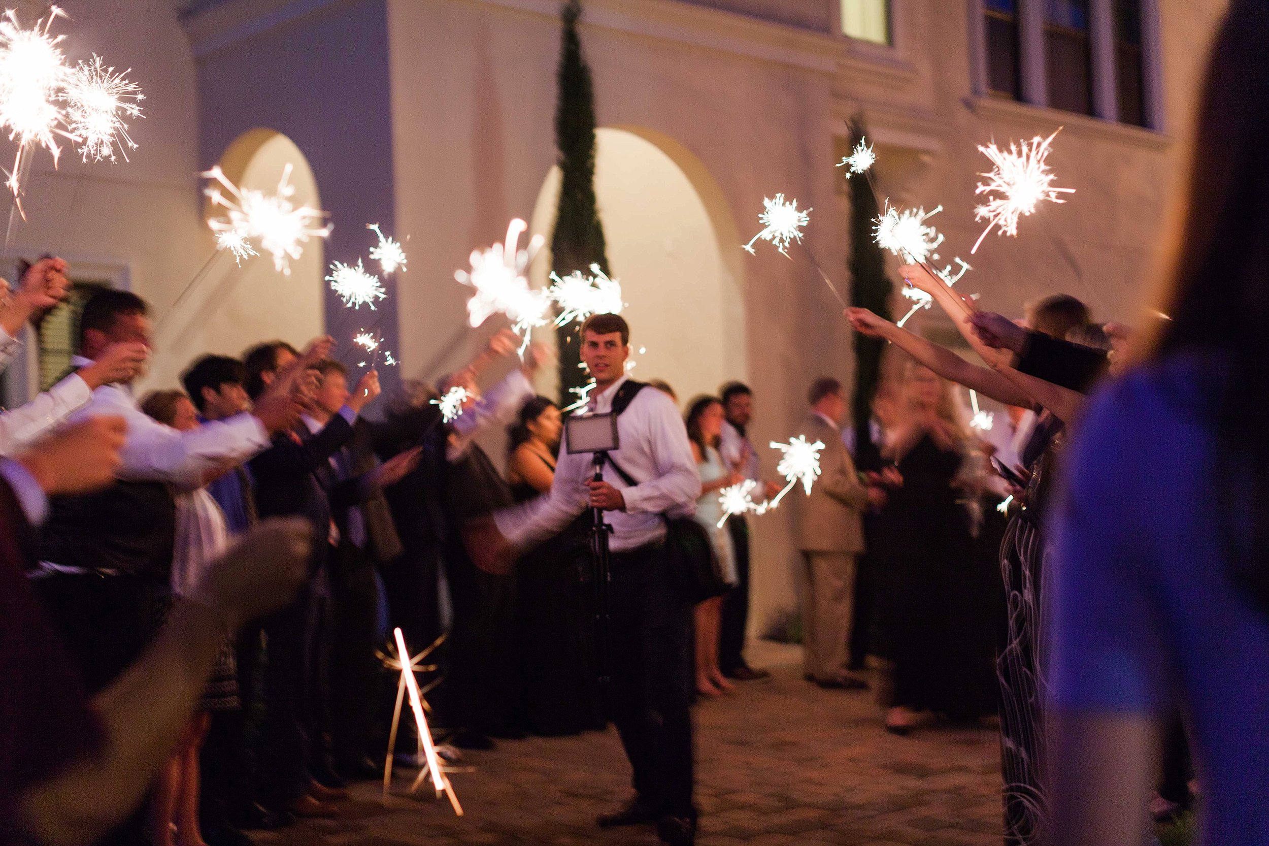 Getting our lighting right for that perfect sparkler exit! 