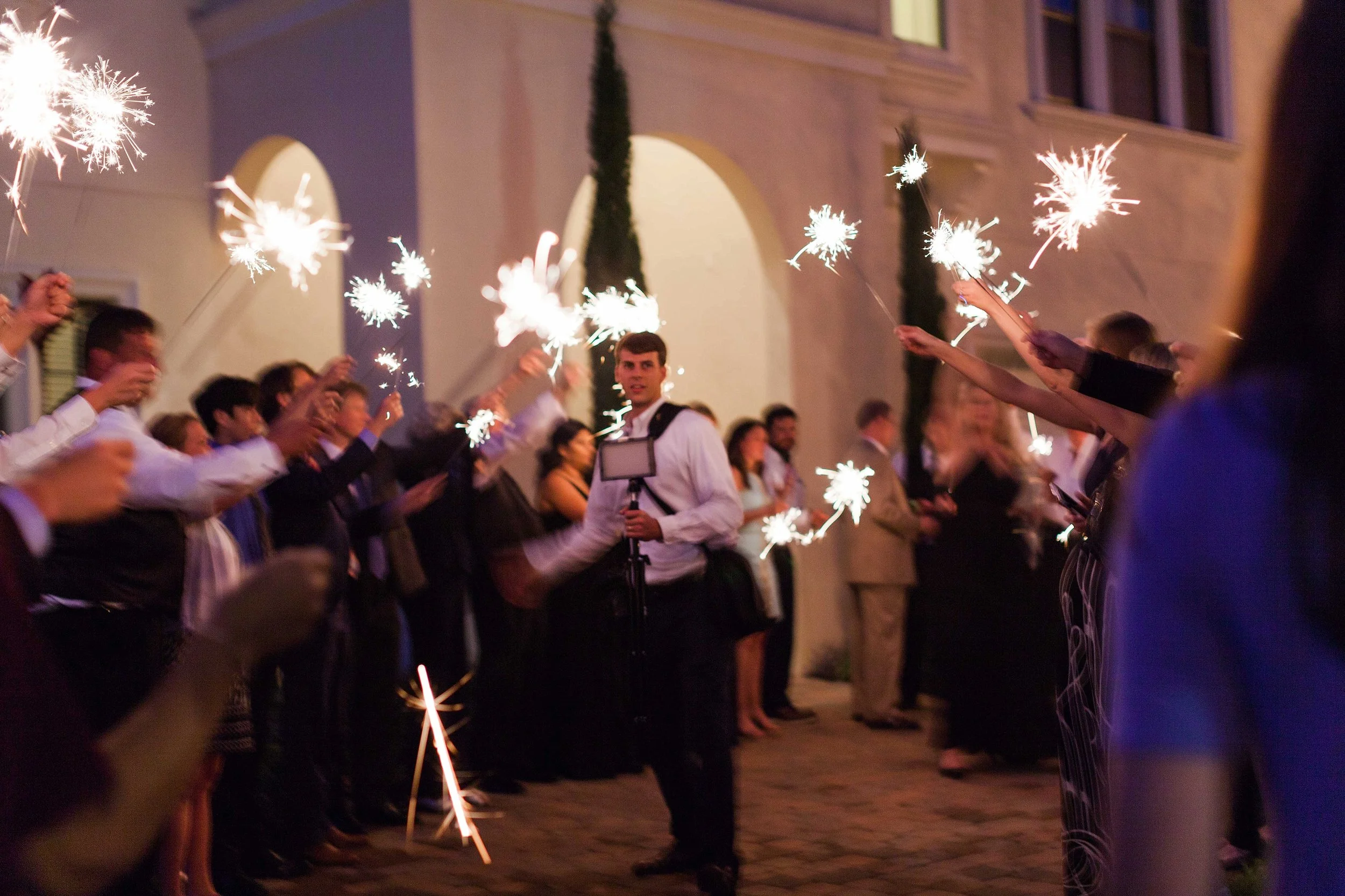 Getting our lighting right for that perfect sparkler exit!
