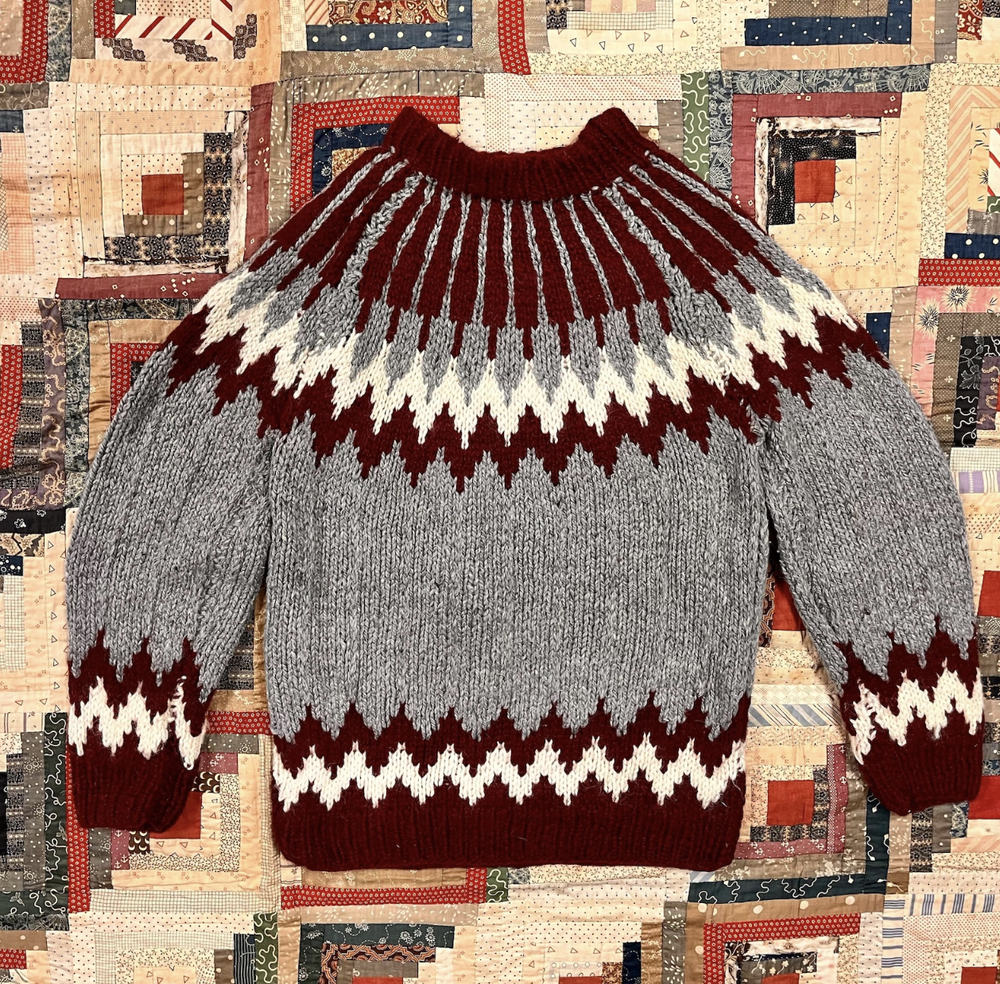 Vintage Hand Knit Wool Ski Pullover Sweater