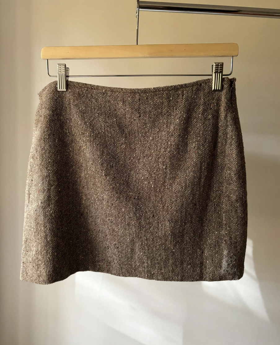 Vintage Neutral Wool Blend Skirt