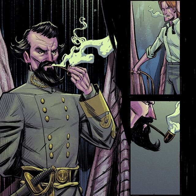Been getting closer to the end of #ConfederateMonster Issue 1. In this page we introduce a new villainous character ripped from history. 
General Nathan Bedford Forest was a General in the Confederate Army, also the first Grand Wizard of the KKK. #ma