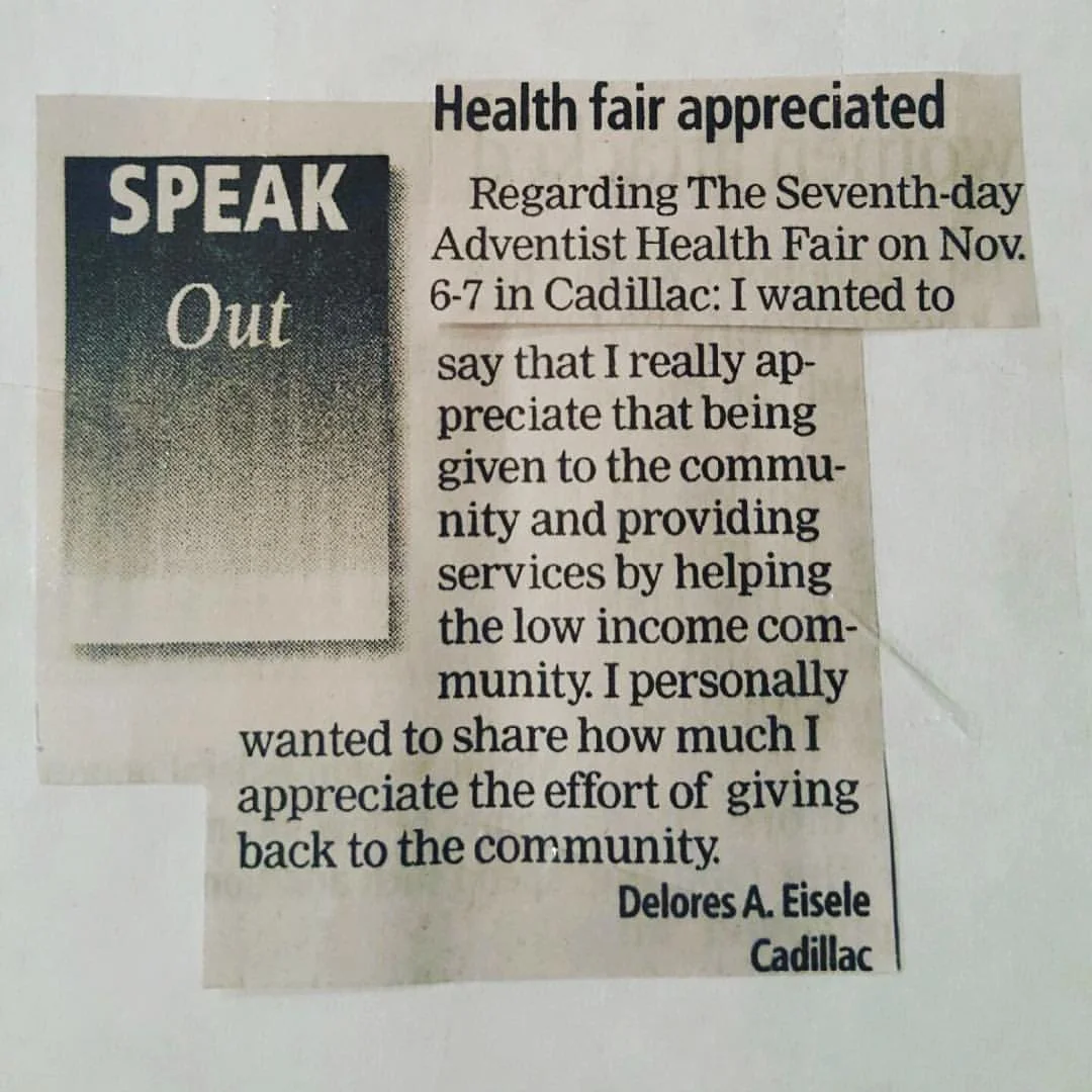 Letter of appreciation sent to the local newspaper.