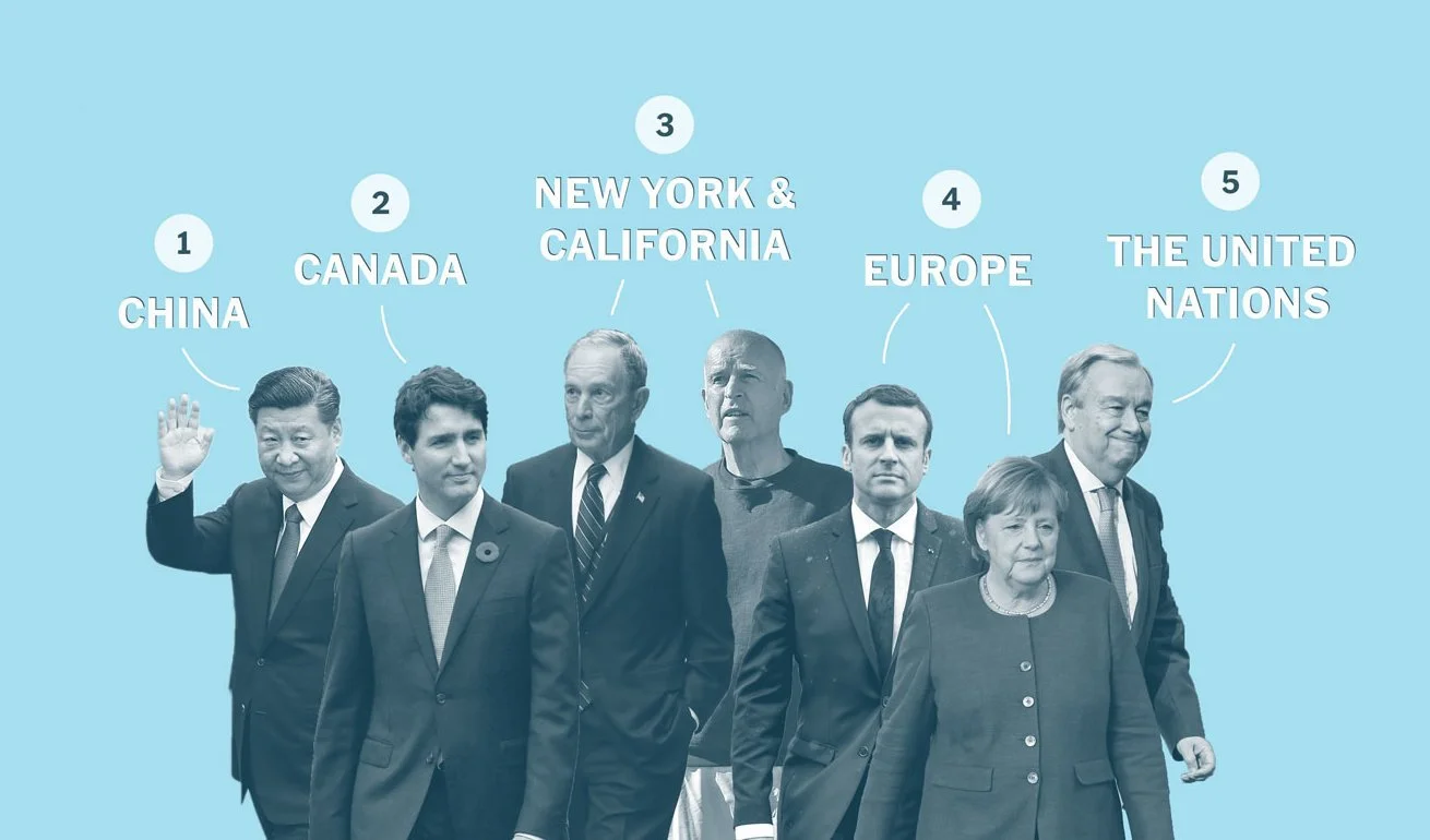 The New York Times lists five possible entities who will take the place of the US in the Climate Change agenda.