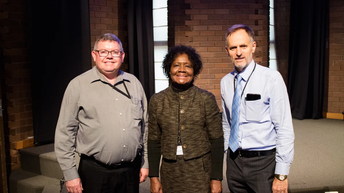 L-R: SPD secretary Lionel Smith, General Conference vice-president Dr Ella Simmons and SPD president Glenn Townend.