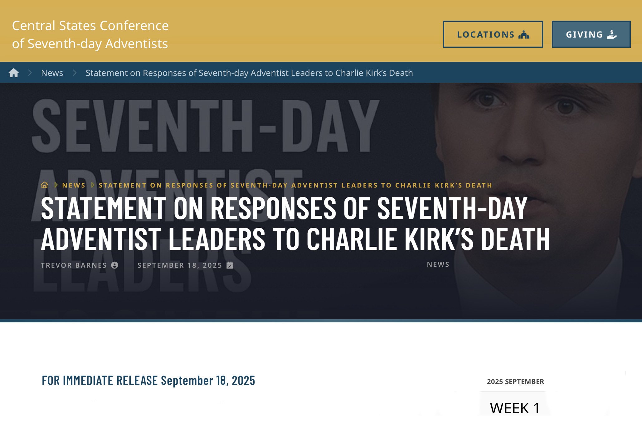 Central States Conference Calls Out 3ABN and Amazing Facts for Charlie Kirk Posts