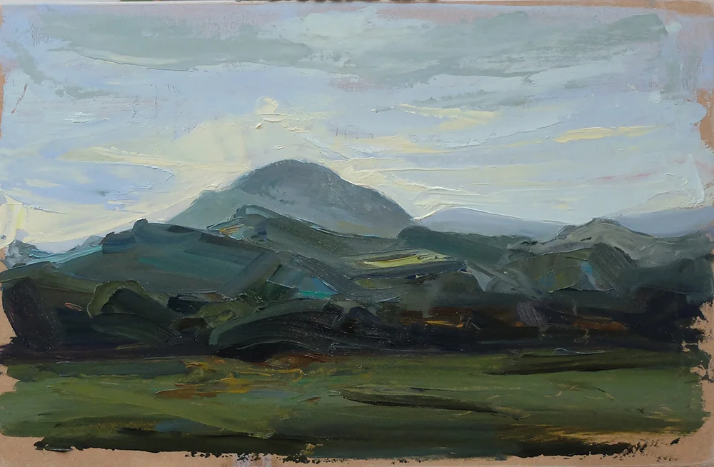 Caradoc lll. Shropshire Hills. 12" x 10" Oil on board. 2016. Sold