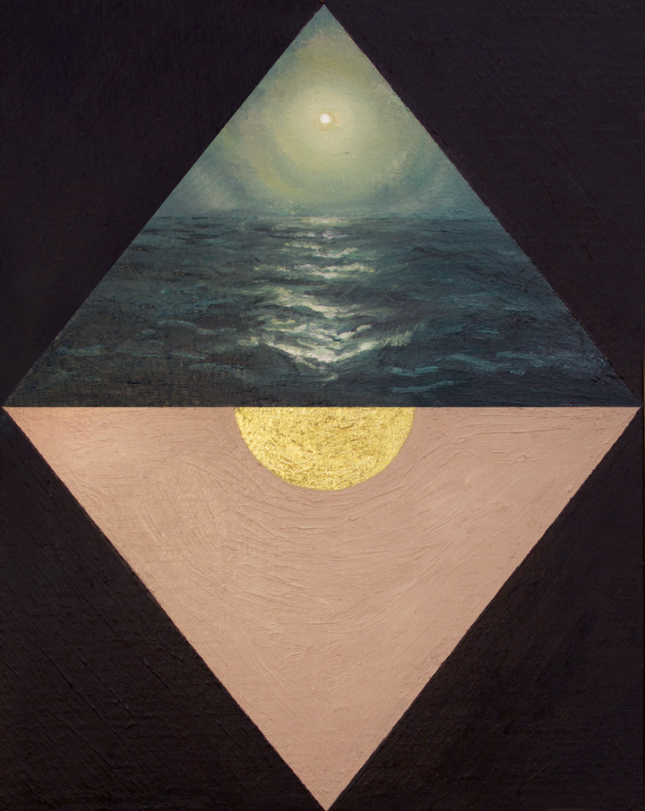 Gold Ocean , 2015 Oil and 24k gold leaf on canvas board 9 x 12 in