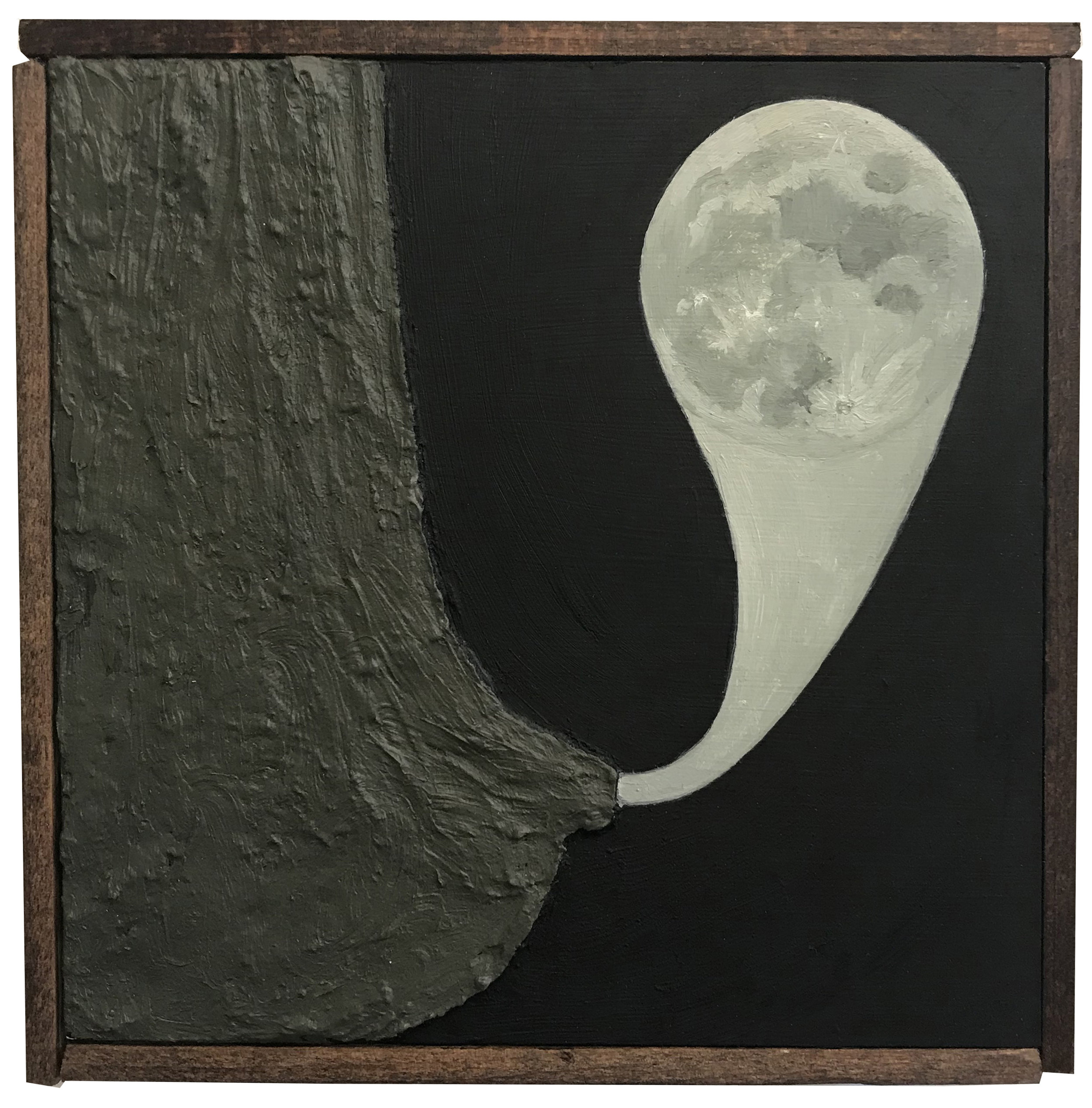   Moon Boob , 2017 Oil on board, wood frame 6.5 x 6.5 in 