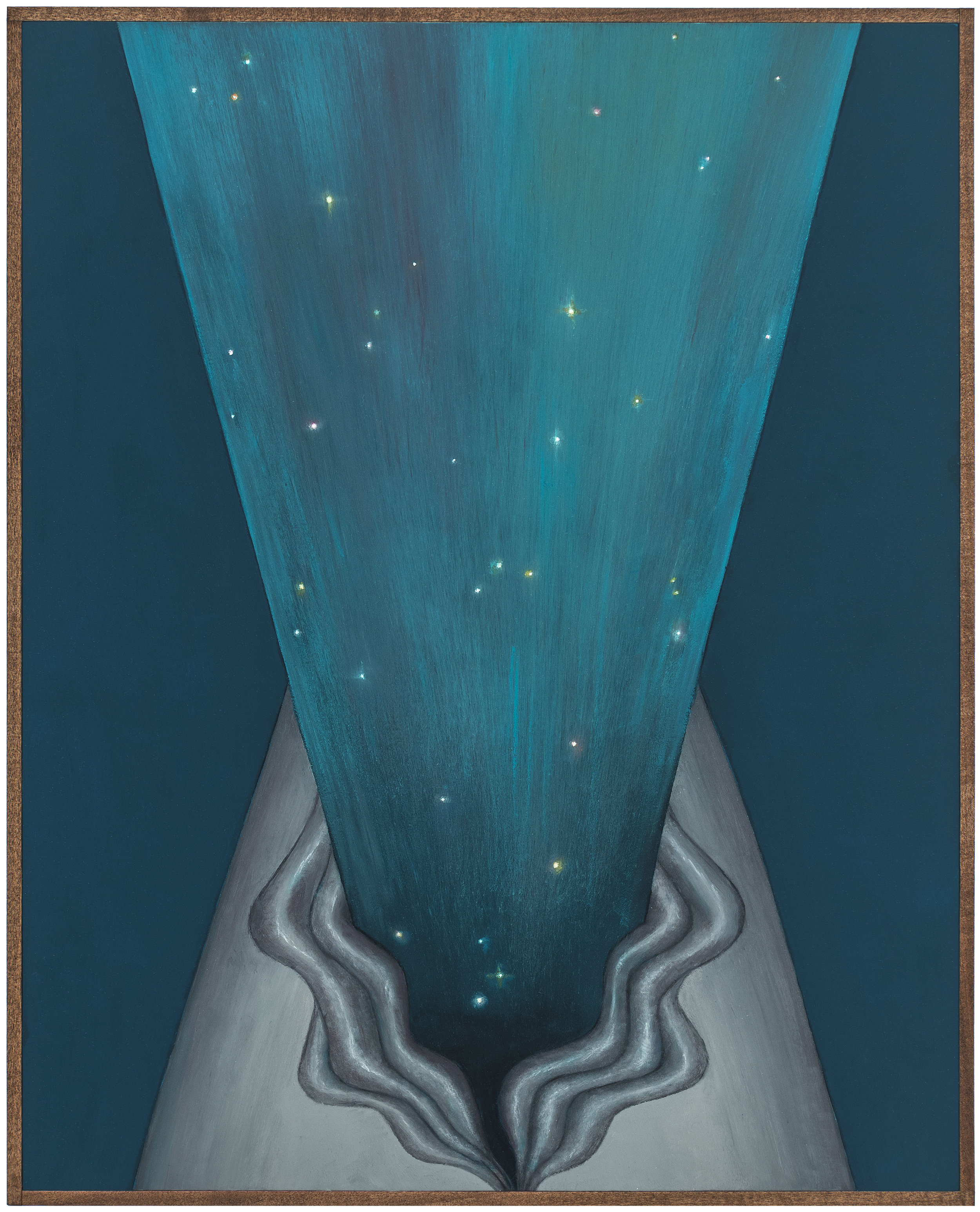   Auroral Slit , 2018 Oil on board, wood frame 16 x 20 inches 