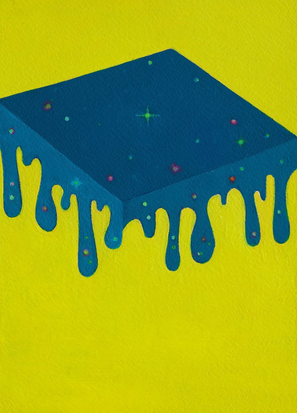   Star Drip - Yellow , 2021 Gouache on paper 7 x 9 inches 