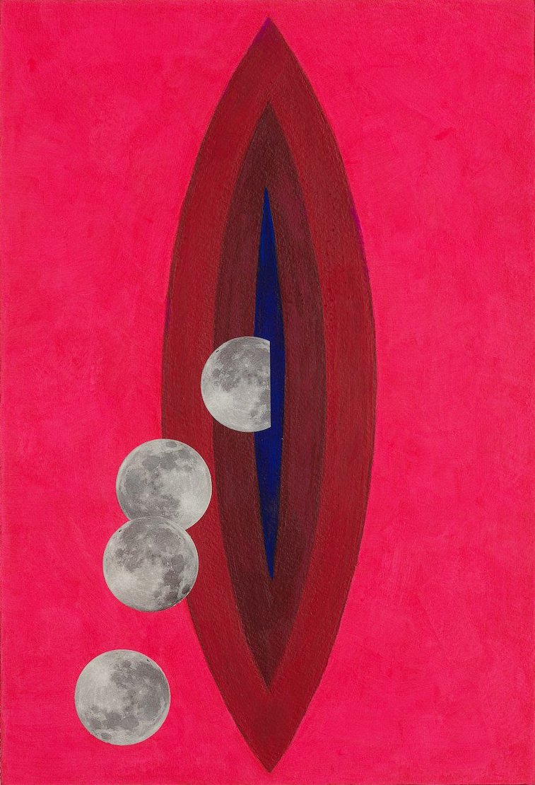   Moon Birth , 2021 Gouache and collage on paper 9 x 12 inches 