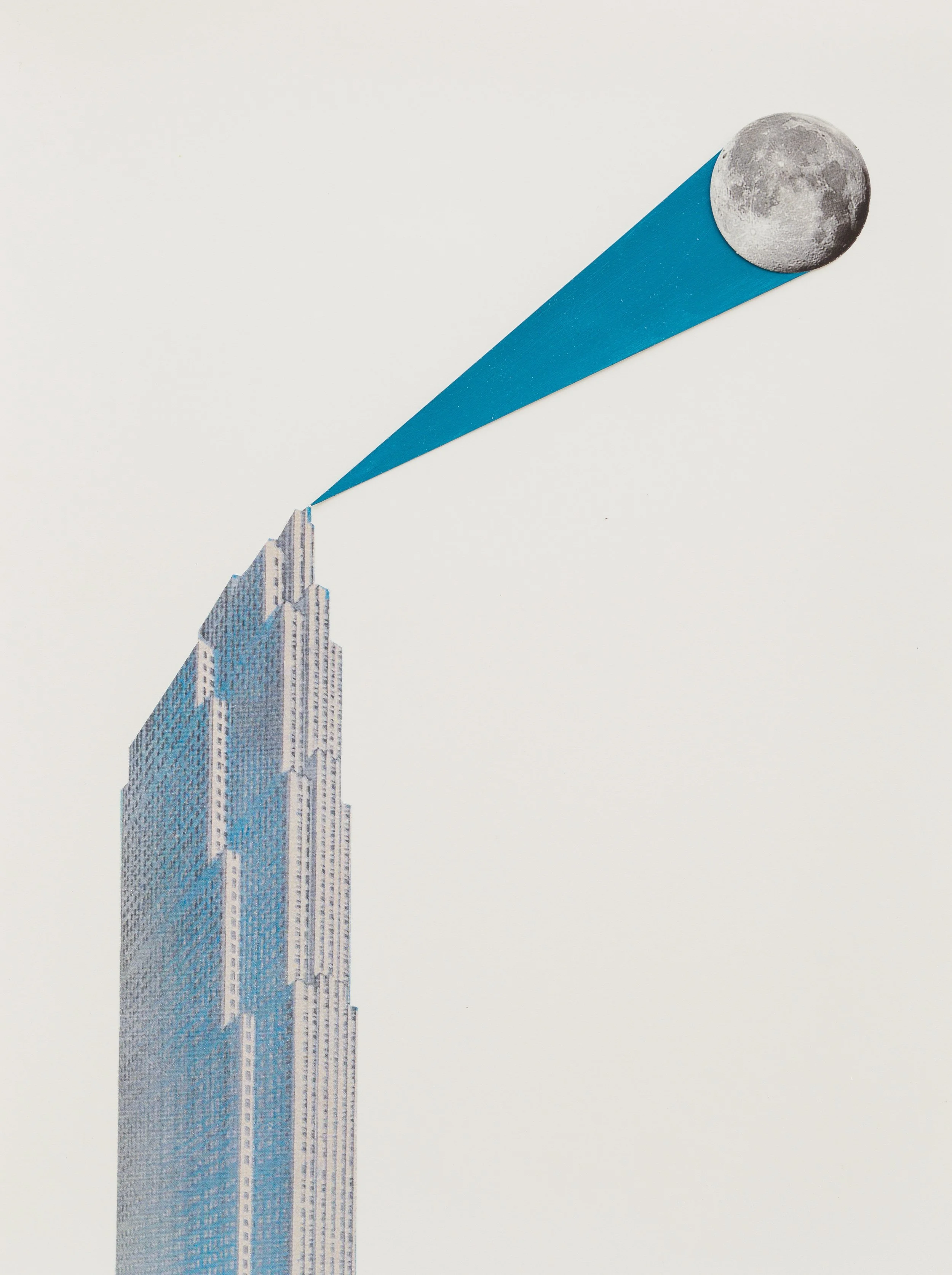 Rockefeller Center as Transmitter , 2025 Collage and gouache 9 x 12 inches