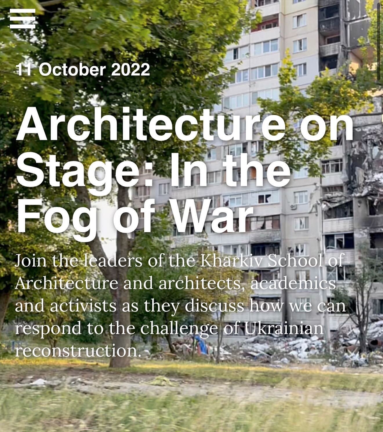 &lsquo;Architecture on Stage: In The Fog of War&rsquo; 

Join us on the 11th October @barbicancentre in London, where we will talk about our work and post-war reconstruction in Sarajevo and Bosnia &amp; Herzegovina and join the discussion on reconstr