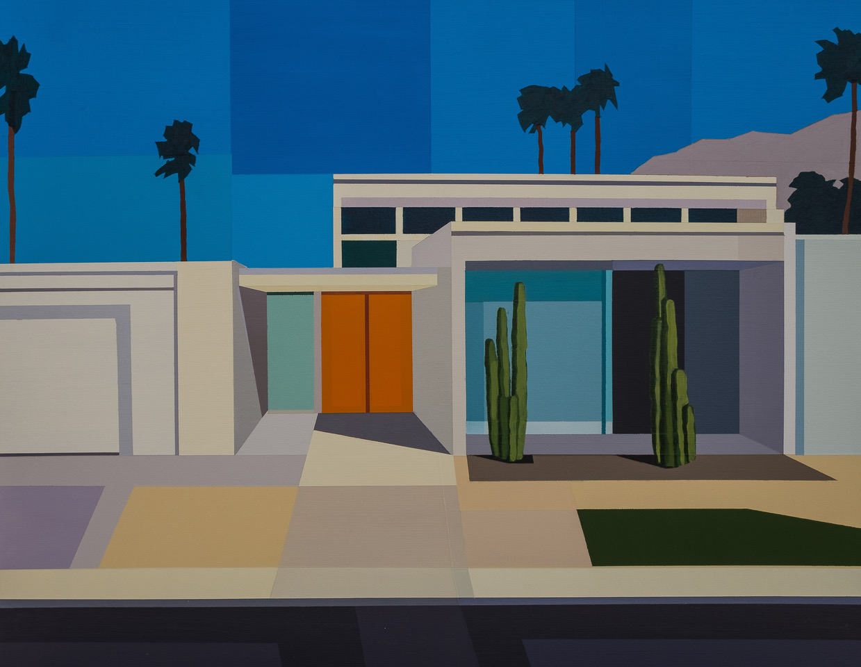 Andy Burgess, Palm Springs Modern House II, 2017 acrylic on canvas, courtesy Etherton Gallery