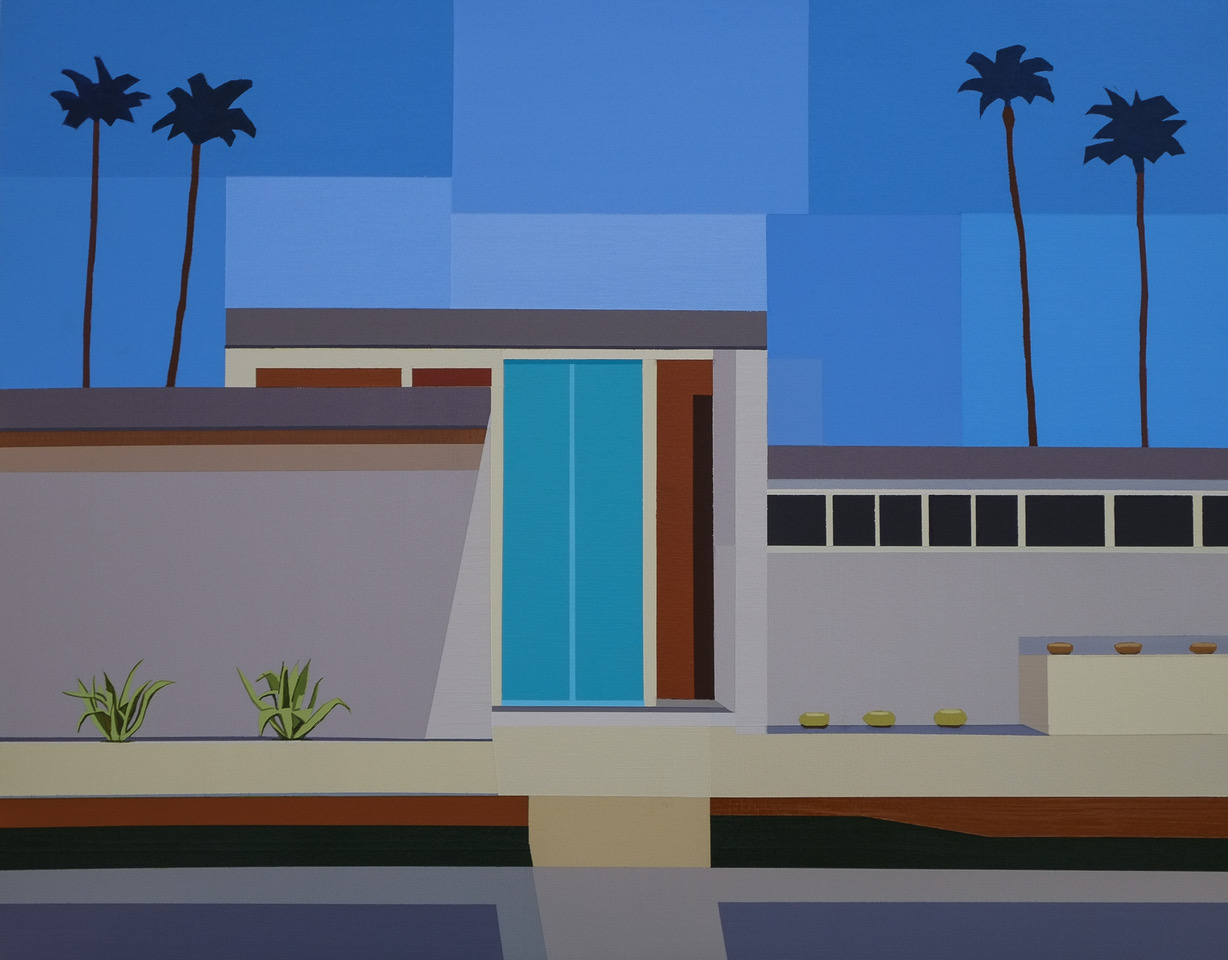 Andy Burgess, Palm Springs Modern House III, 2017 acrylic on canvas, courtesy Etherton Gallery