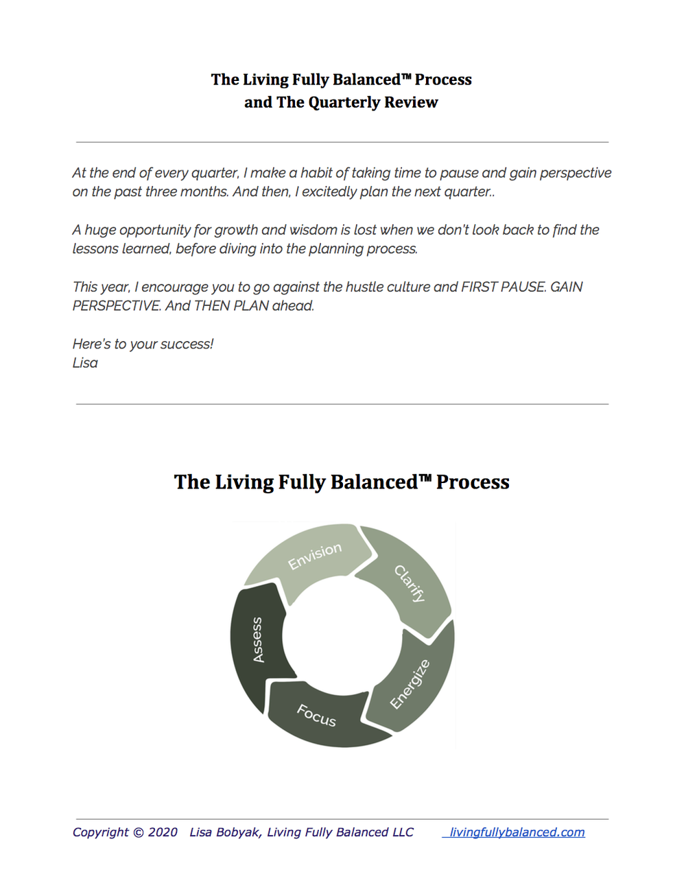 The Quarterly Review Worksheet Living Fully Balanced