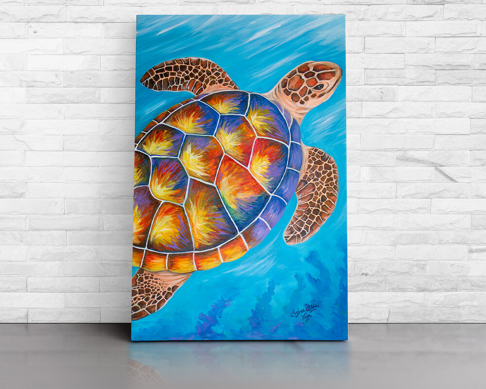 Fire Turtle - Original Painting on Canvas — SA Art & Design