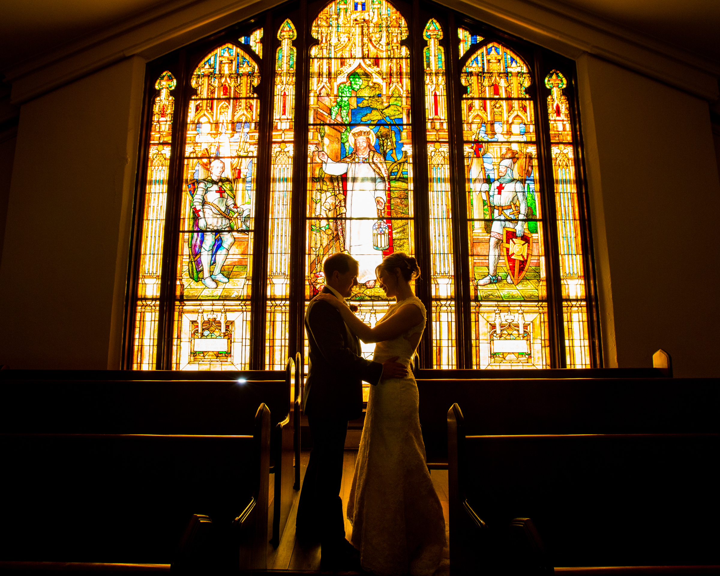 Bellingham Washington Wedding, Stained Glass at First Presbyterian Church