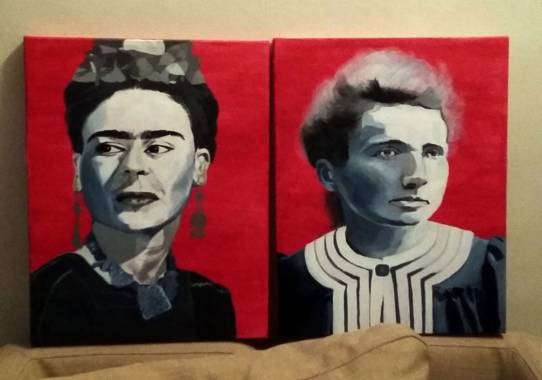Acrylic on two 14" x 11" canvases, Winter 2016, personal collection