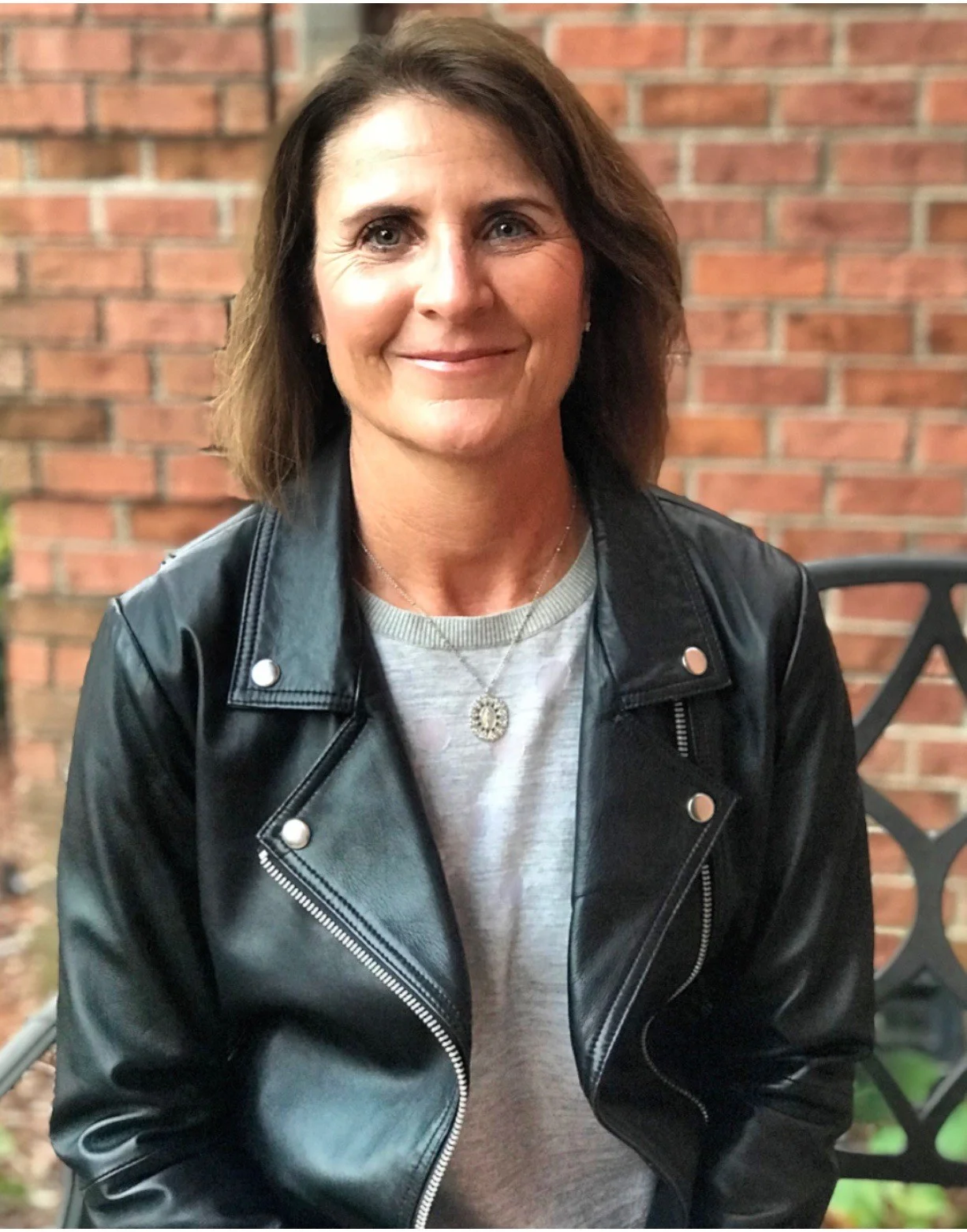 Laura is rocking her LA Made leather moto jacket and VSA necklace.