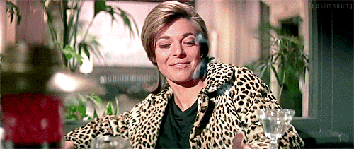 Anne Bancroft as the huntress, Mrs. Robinson, in The Graduate.