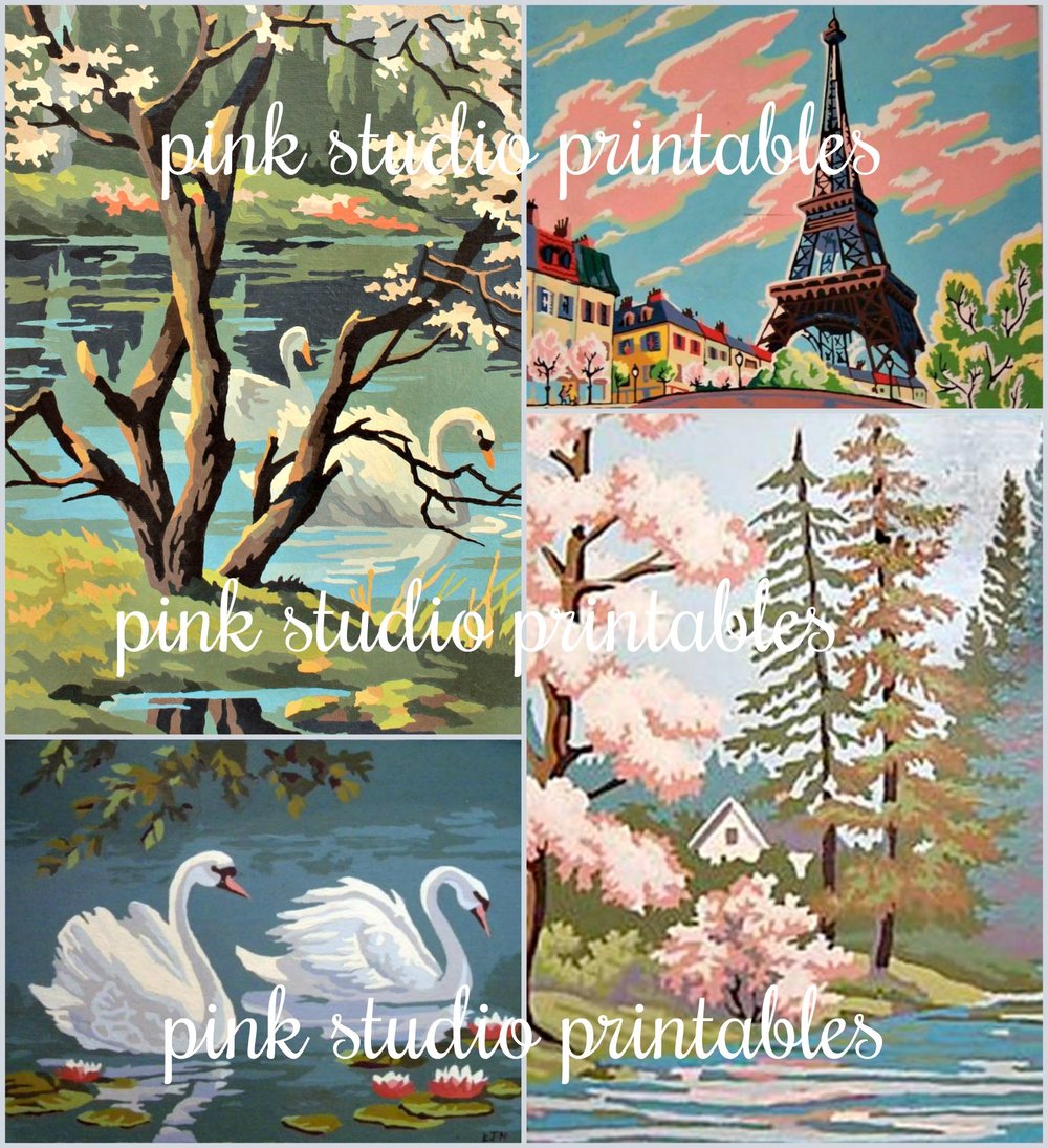 Vintage Paint By Number 02 Printable Collage Sheet The Little Pink Studio