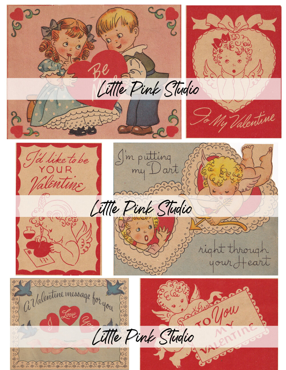 Valentine collage sheet 1-20, printable — The Little Pink Studio