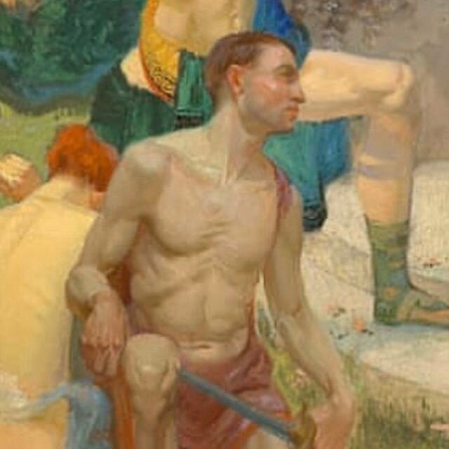 Details from, my teacher, Theodore Lukits&rsquo; (1897-1992) Prix de Rome winning painting from the Art Institute of Chicago in 1919. The theme of the painting competition was &ldquo;human sacrifice&rdquo;. The painting had to be completed in a 10 da