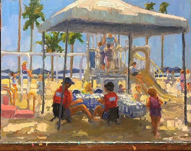Remembering Summer
&ldquo;The Art Table; Jonathan Beach Club&rdquo;
Plein air sketch 
Oil/panel 12&rdquo;x 16&rdquo;