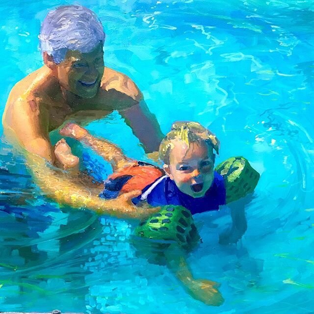 A portrait commission of a grandfather and grandson on which I&rsquo;m presently working.
Oil/panel 24&rdquo;x 30&rdquo;

#childrenportraits #childrenportraiture #outdoorportraits
#swimmingpoolportraits