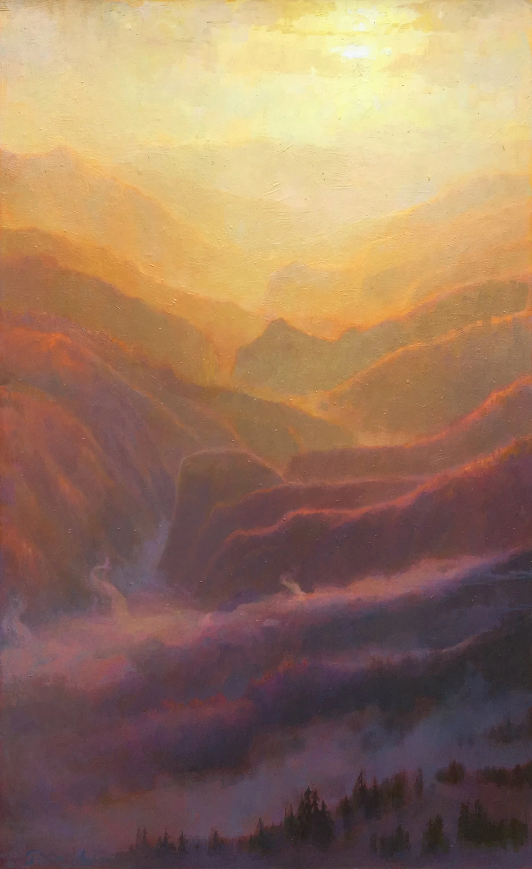 Mist and Mountains; Sunset over the San Gabriels