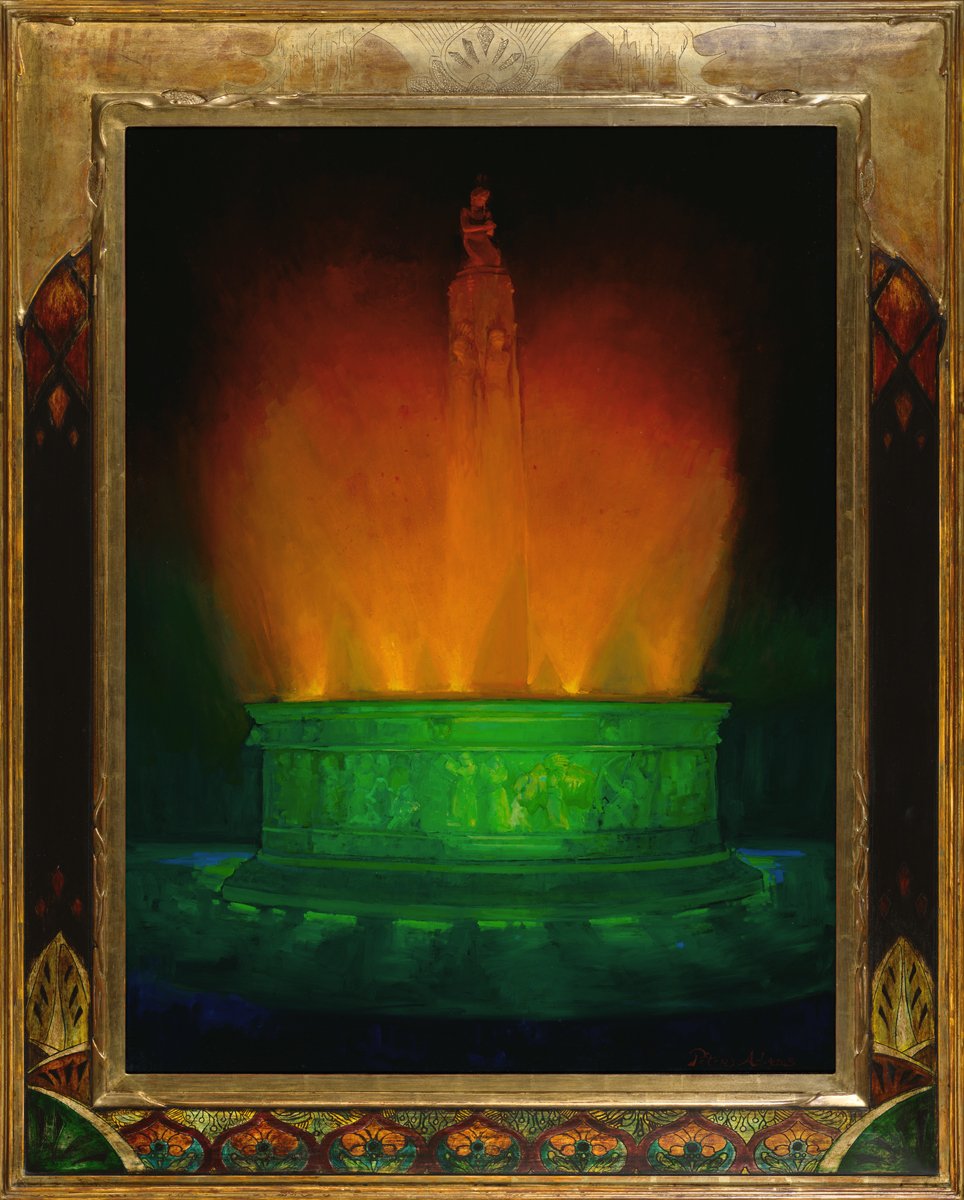 Ethereal Lights, Electric Fountain; Beverly Hills (Framed)